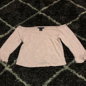 Light pink off the shoulder crop top